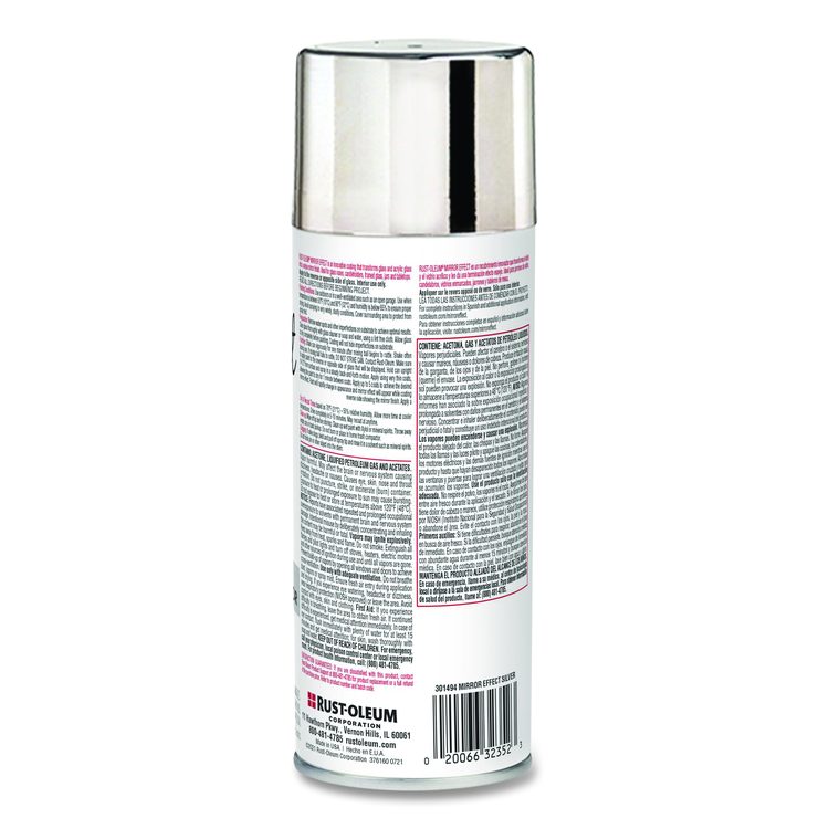 Specialty Mirror Effect Spray Paint, High Gloss Mirror, 6 oz Aerosol Can, 6/Carton