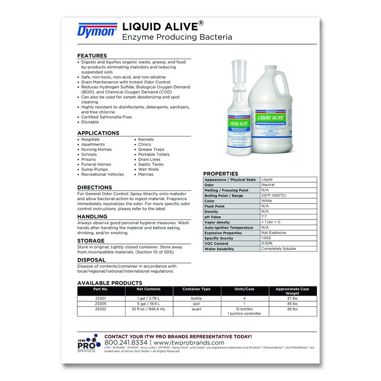 LIQUID ALIVE Enzyme Producing Bacteria, 1 gal Bottle, 4/Carton