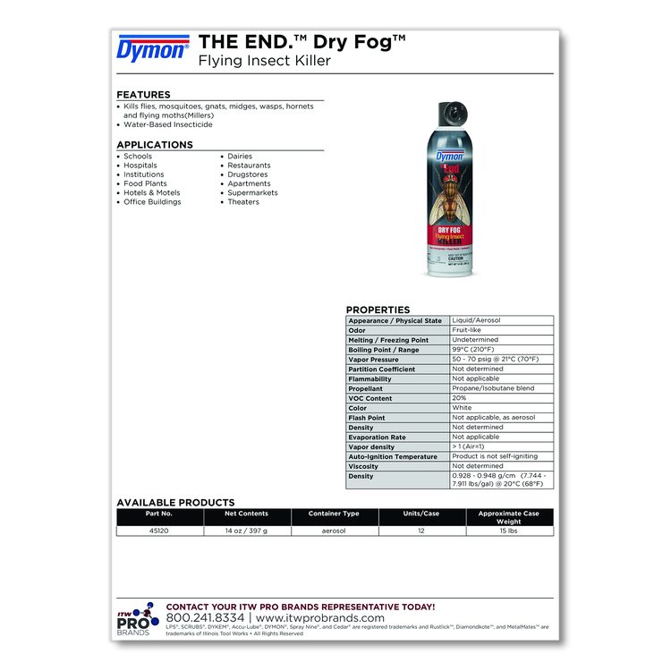 THE END. Dry Fog Flying Insect Killer, 14 oz Aerosol Spray, 12/Carton