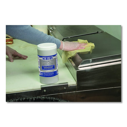 Stainless Steel Cleaner Towels, 1-Ply, 9.75 x 10.5, Lemon Scent, 30/Canister, 6 Canisters/Carton