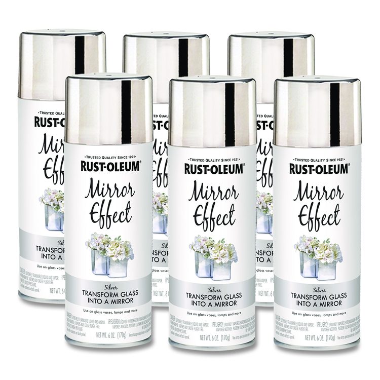 Specialty Mirror Effect Spray Paint, High Gloss Mirror, 6 oz Aerosol Can, 6/Carton