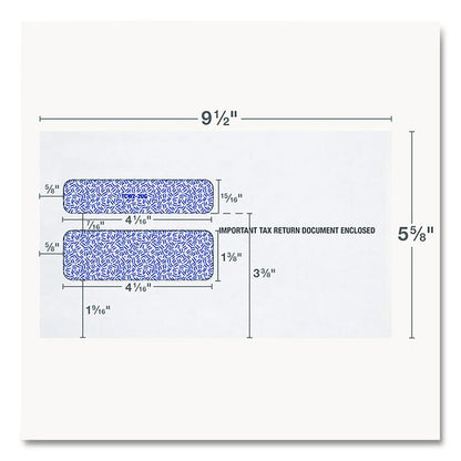 2-Up W-2 Gummed Seal Double-Window Security Tint Envelopes, Commercial Flap, 9.5 x 5.63, White, 24/Pack