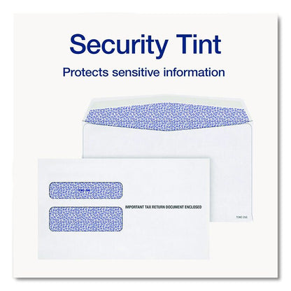 2-Up W-2 Gummed Seal Double-Window Security Tint Envelopes, Commercial Flap, 9.5 x 5.63, White, 24/Pack