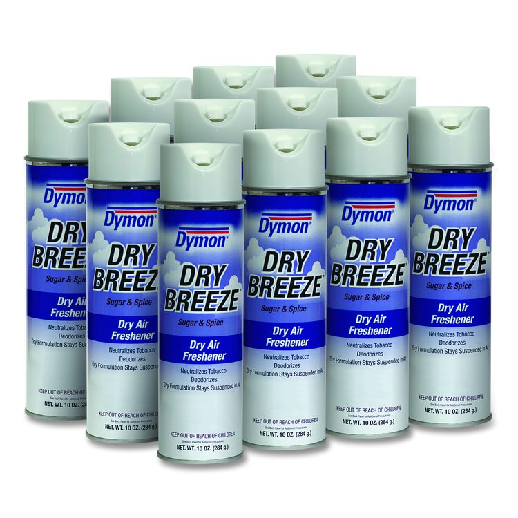 Dry Breeze Aerosol Air Freshener, Sugar and Spice, 10 oz Aerosol Spray, 12/Carton