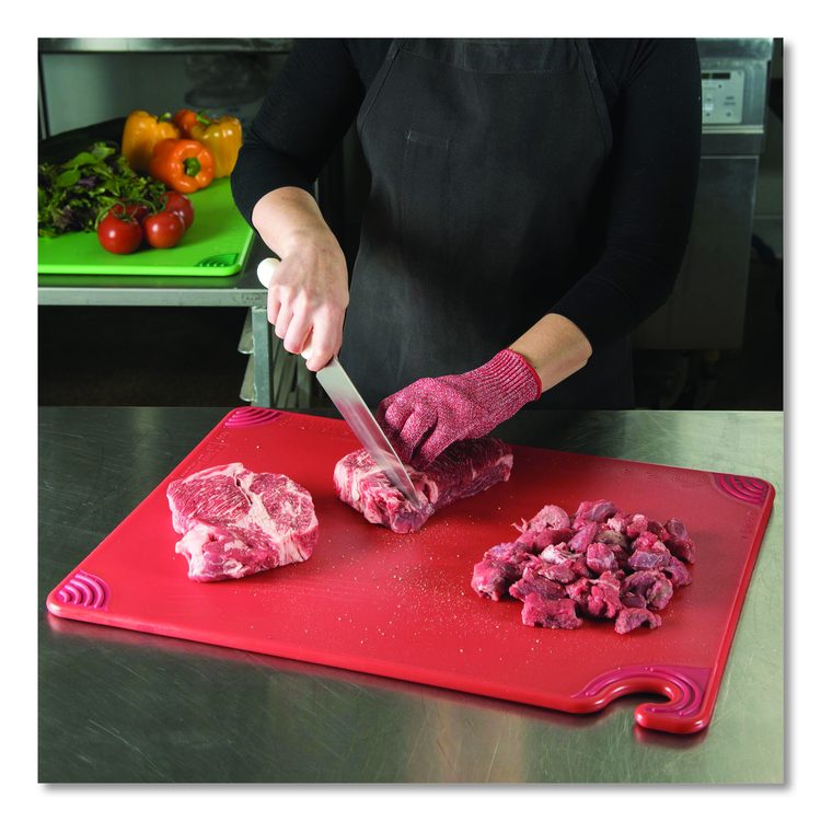 Saf-T-Grip Cutting Board, Plastic, 24 x 18, x 0.5, Red