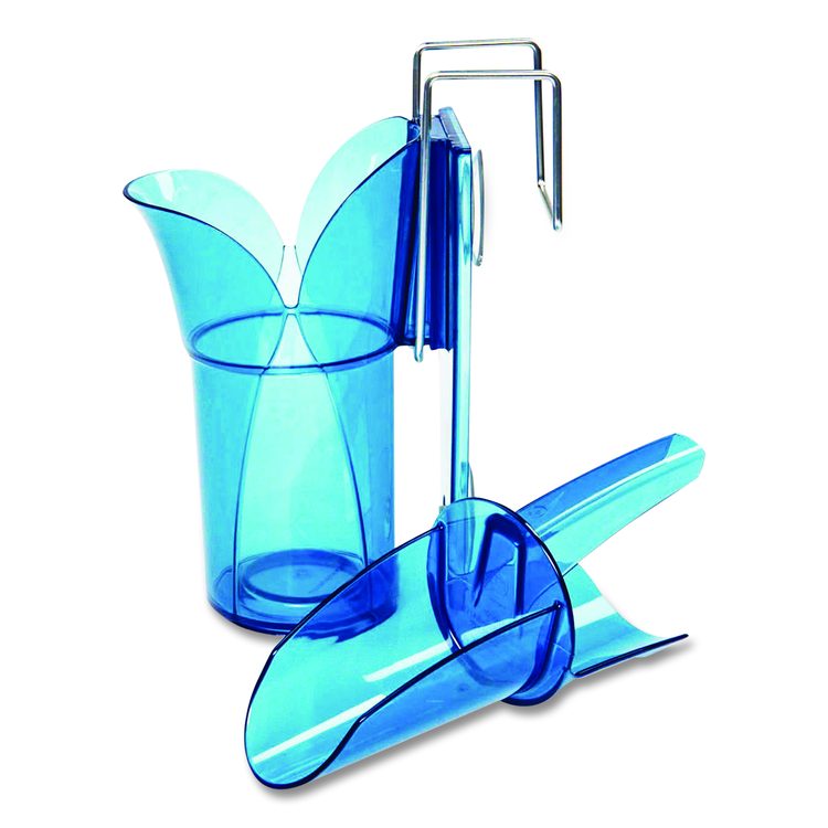 Saf-T-Scoop and Guardian System for Ice Machines, 12 oz to 16 oz Ice Scoop, Transparent Blue, 50/Carton