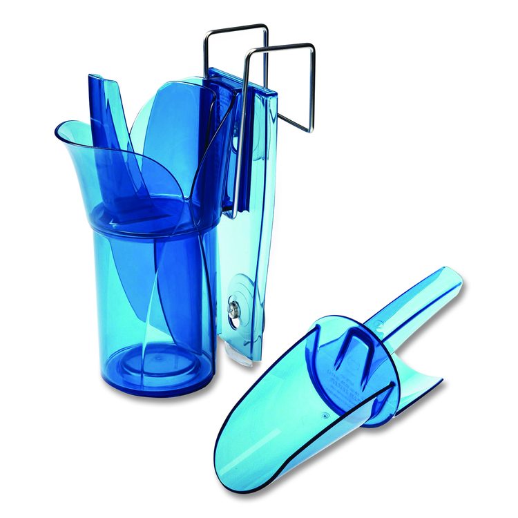 Saf-T-Scoop and Guardian System for Ice Machines, 12 oz to 16 oz Ice Scoop, Transparent Blue, 50/Carton