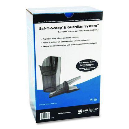 Saf-T-Scoop and Guardian System for Ice Machines, 12 oz to 16 oz Ice Scoop, Transparent Blue, 50/Carton
