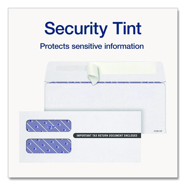3-Up 1099-NEC Peel and Seal Double-Window Security Tint Envelopes, Commercial Flap, 8.75 x 3.75, White, 24/Pack