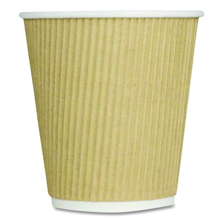 Ripple Hot Cups, 10 oz, Paper, Kraft/White, 500/Carton