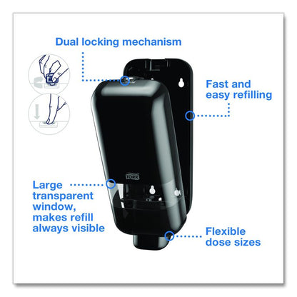 Soap and Sanitizer Dispenser S4, 1 L, 3.5 x 4 x 11, Black, 6/Carton