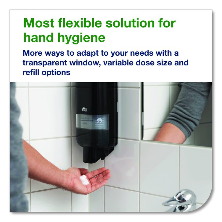 Soap and Sanitizer Dispenser S4, 1 L, 3.5 x 4 x 11, Black, 6/Carton