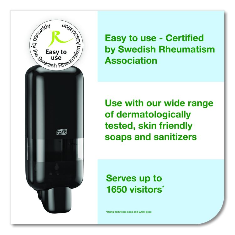 Soap and Sanitizer Dispenser S4, 1 L, 3.5 x 4 x 11, Black, 6/Carton