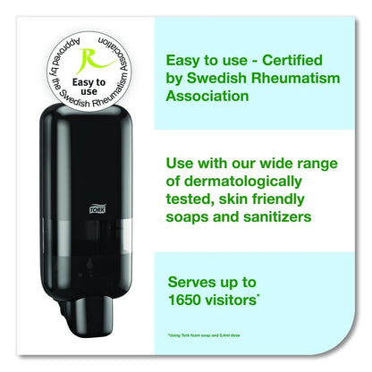 Soap and Sanitizer Dispenser S4, 1 L, 3.5 x 4 x 11, Black, 6/Carton
