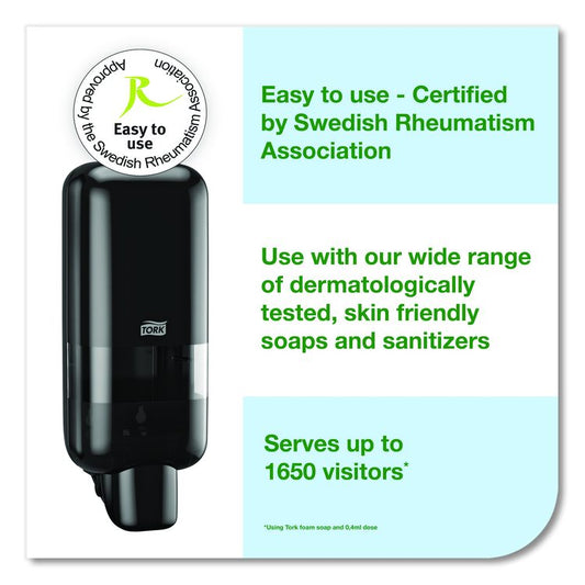 Soap and Sanitizer Dispenser S4, 1 L, 3.5 x 4 x 11, Black, 6/Carton