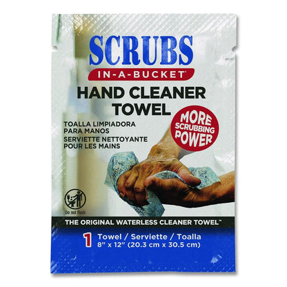 Hand Cleaner Towels, 1-Ply, 12 x 8, Citrus, Blue/White, 100 Packets/Carton