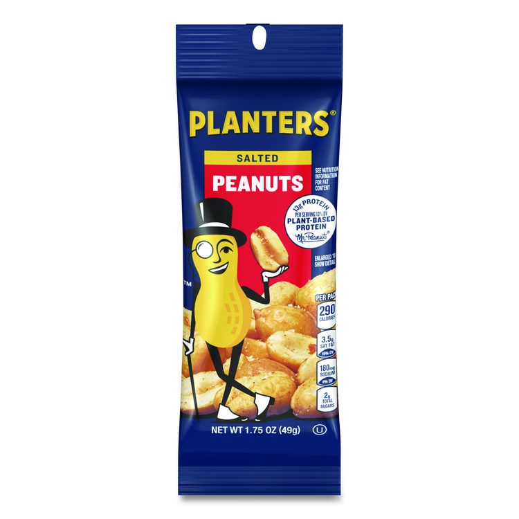 Salted Peanuts, 1.75 oz Pack, 12/Box