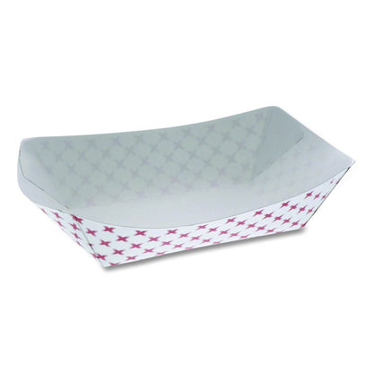 Paperboard Food Tray, 3 lb, 7.75 x 5.1 x 2.1, Red/White, 500/Carton