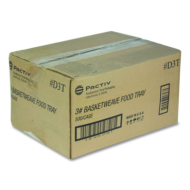 Paperboard Food Tray, 3 lb, 7.75 x 5.1 x 2.1, Red/White, 500/Carton