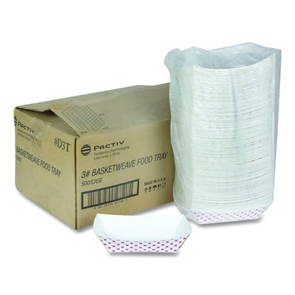 Paperboard Food Tray, 3 lb, 7.75 x 5.1 x 2.1, Red/White, 500/Carton