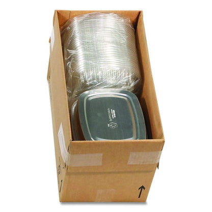 Classic Carry-Out Container with PET Dome Lid, 46 oz, 9.8 x 7.8 x 1.3, Silver/Clear, Aluminum, 50/Carton
