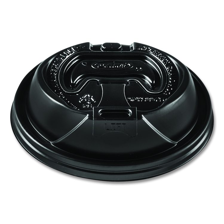 Optima Reclosable Lids for Hot Paper Cups, Fits 12 oz to 24 oz Hot Cups, Plastic, Black, 1,200/Carton