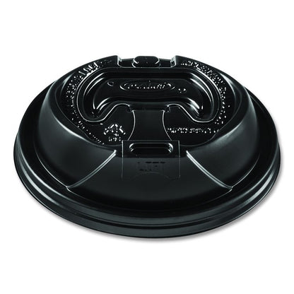 Optima Reclosable Lids for Hot Paper Cups, Fits 12 oz to 24 oz Hot Cups, Plastic, Black, 1,200/Carton