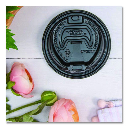 Optima Reclosable Lids for Hot Paper Cups, Fits 12 oz to 24 oz Hot Cups, Plastic, Black, 1,200/Carton