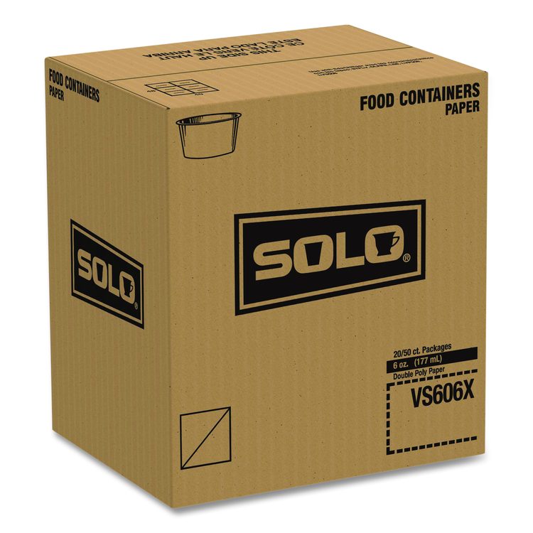 Double Poly Paper Food Container, 6 oz, 3.83" Diameter x 1.99" h, White, 1,000/Carton