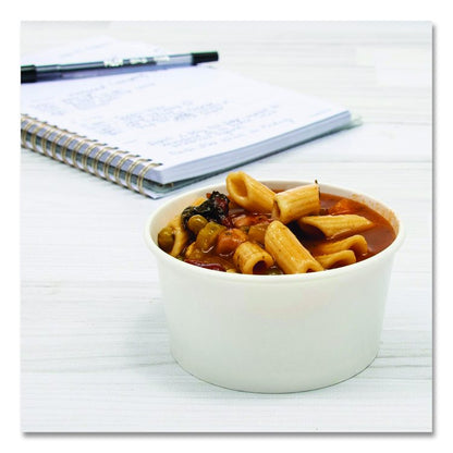 Double Poly Paper Food Container, 6 oz, 3.83" Diameter x 1.99" h, White, 1,000/Carton