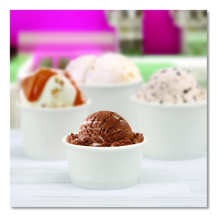 Double Poly Paper Food Container, 6 oz, 3.83" Diameter x 1.99" h, White, 1,000/Carton