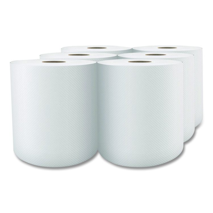 Select Roll Paper Towels, 1-Ply, 7.88" x 1,000 ft, White, 6/Carton