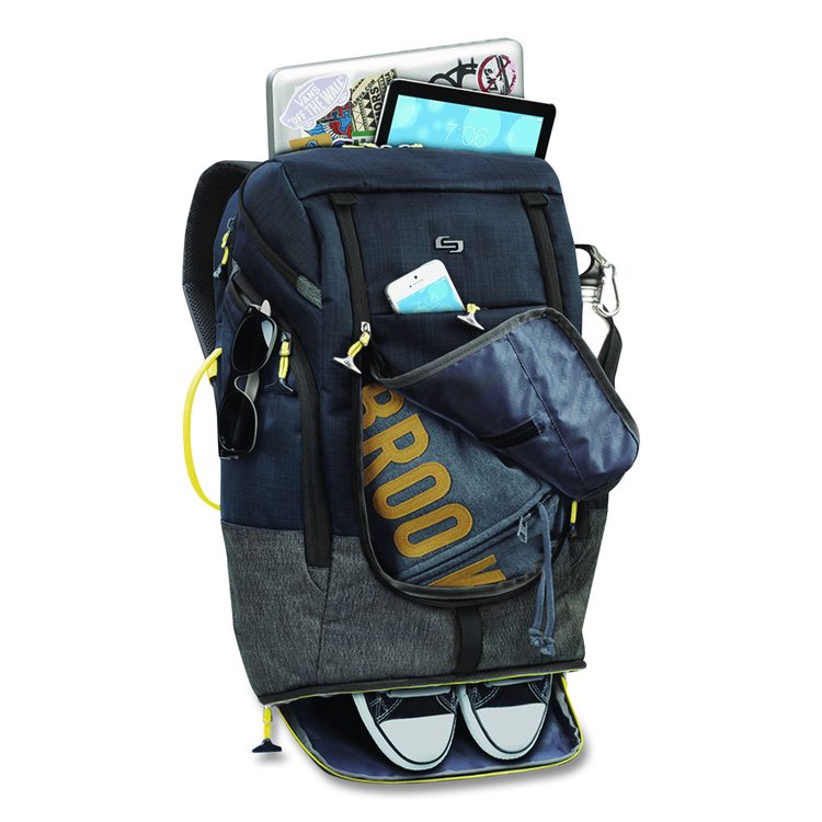 Everyday Max Recycled Backpack, Fits Device Up to 17.3", 13 x 8 x 21, Navy Blue/Gray