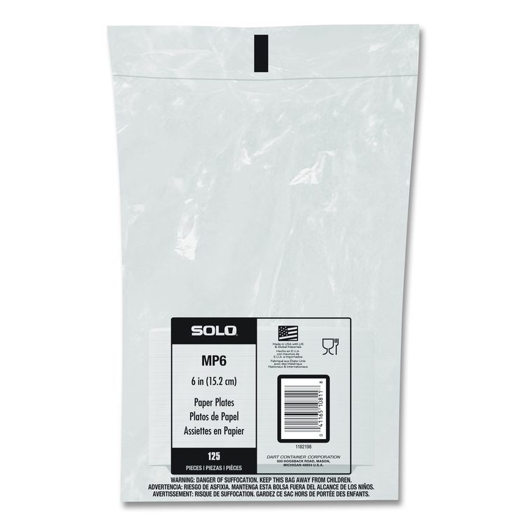 Compostable Paper Dinnerware, ProPlanet Seal, Plate, 6" dia, White, 1,000/Carton