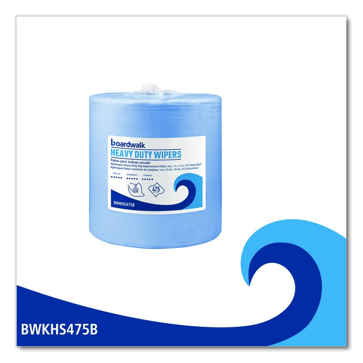 Hydrospun Wipers, 12 x 12, Blue, 475 Sheets/Roll