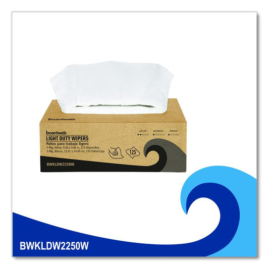 One-Ply Paper Wipers, 9.84 x 9.06, White, 125 Wipers/Box, 18 Boxes/Carton