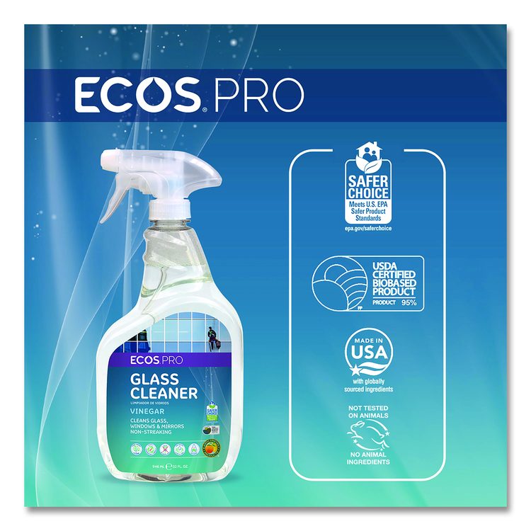 Glass Cleaner, 32 oz Spray Bottle, 6/Carton