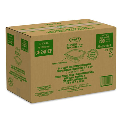 ClearPac SafeSeal rPET Tamper-Resistant/Evident Containers, Embossed Bottom, 24 oz, 6.37 x 7.15 x 1.86, Clear, 200/Carton