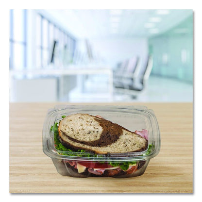 ClearPac SafeSeal rPET Tamper-Resistant/Evident Containers, Embossed Bottom, 24 oz, 6.37 x 7.15 x 1.86, Clear, 200/Carton
