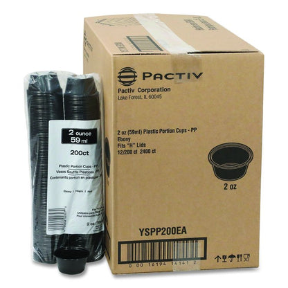 Plastic Portion Cup, 2 oz., Black, 2,400/Carton