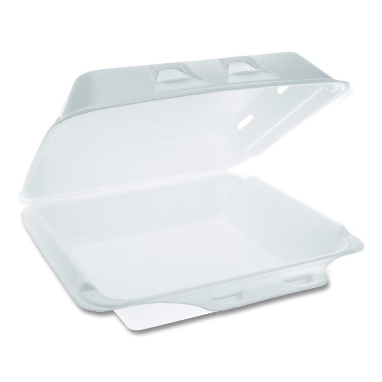 SmartLock Vented Foam Hinged Lid Container, 9 x 9.5 x 3.3, White, 150/Carton