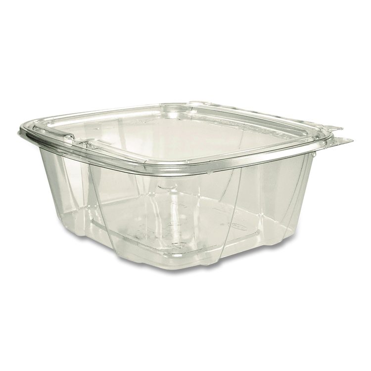 ClearPac SafeSeal rPET Tamper-Resistant/Evident Containers, Embossed Bottom, 32 oz, 6.37 x 7.15 x 2.58, Clear, 200/Carton