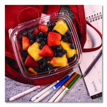 ClearPac SafeSeal rPET Tamper-Resistant/Evident Containers, Embossed Bottom, 32 oz, 6.37 x 7.15 x 2.58, Clear, 200/Carton