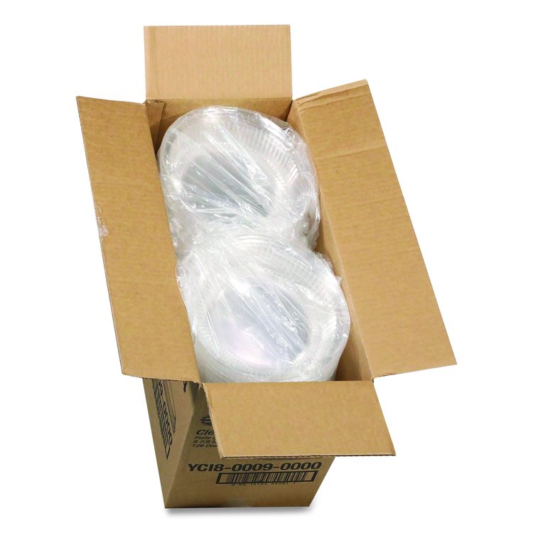 ClearView Dome-Style Lid with Tabs, 8.9" Diameter x 0.8" h, Clear, Plastic, 126/Carton