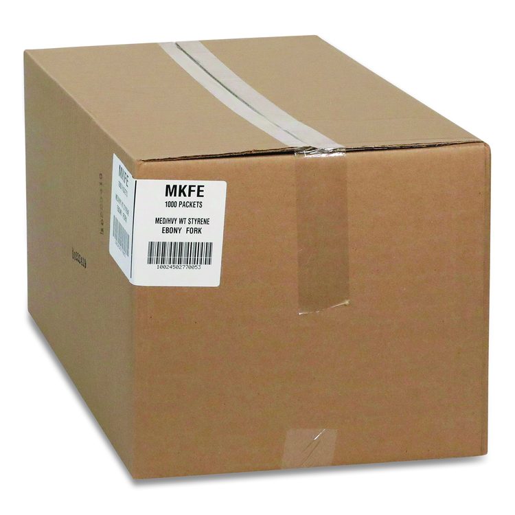Meadoware Cutlery, Individually Wrapped, Medium Heavyweight Fork, Plastic, Black, 1,000/Carton