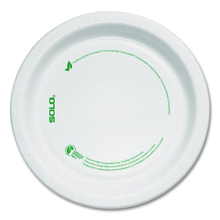 Compostable Paper Dinnerware, ProPlanet Seal, Plate, 6" dia, White, 125/Pack