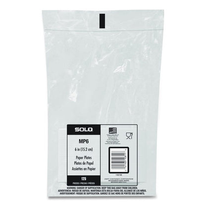 Compostable Paper Dinnerware, ProPlanet Seal, Plate, 6" dia, White, 125/Pack