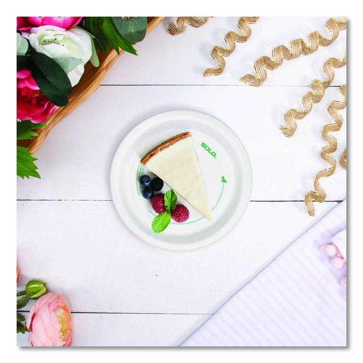 Compostable Paper Dinnerware, ProPlanet Seal, Plate, 6" dia, White, 125/Pack