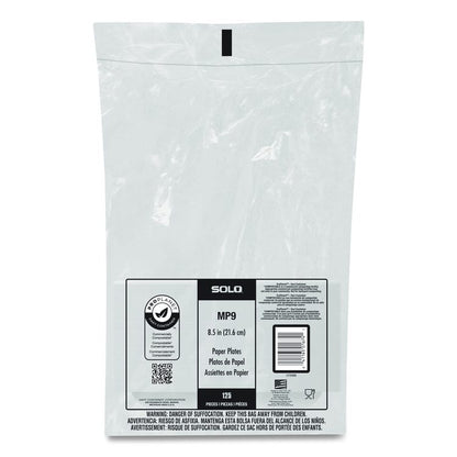 Compostable Paper Dinnerware, ProPlanet Seal, Plate, 8.5" dia, White, 125/Pack