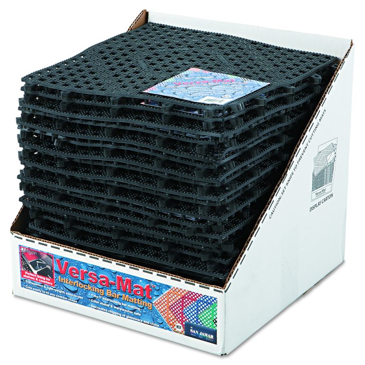 Versa-Mat Bar-Shelf Liner, Plastic, 12w x 12d x 0.25h, Black, 24/Carton